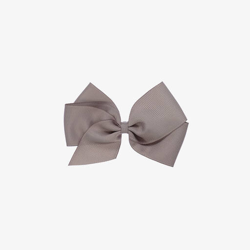 Peach Ribbons-Grey Bow Hair Clip (12cm) | Childrensalon