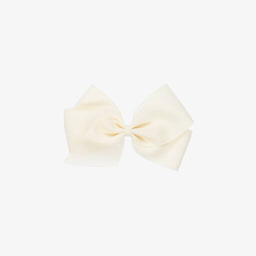Peach Ribbons-Ivory Bow Hair Clip (12cm) | Childrensalon