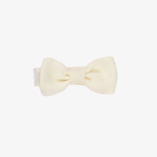 Peach Ribbons-Ivory Bow Hair Clip (4.5cm) | Childrensalon