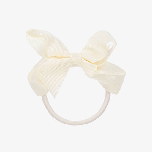 Peach Ribbons-Élastique pour cheveux à nœud ivoire (7 cm) | Childrensalon