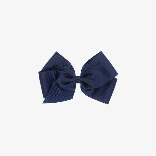 Peach Ribbons-Navy Blue Bow Hair Clip (12cm) | Childrensalon