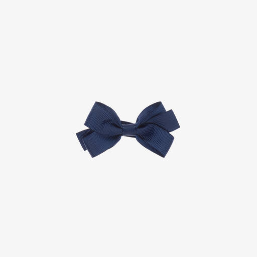 Peach Ribbons-Navy Blue Bow Hair Clip (7cm) | Childrensalon
