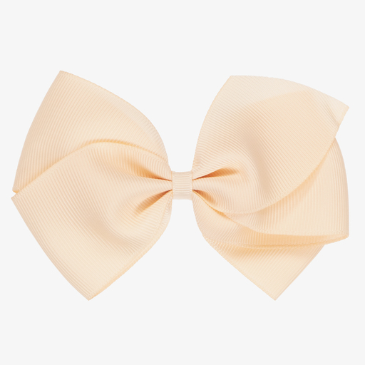 Peach Ribbons-Pink Bow Hair Clip (12cm) | Childrensalon