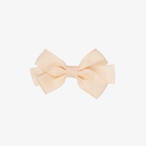 Peach Ribbons-مشبك للشعر مزين بفيونكة لون زهري باهت للبنات (7 سم) | Childrensalon