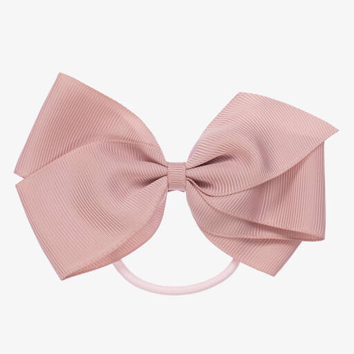 Peach Ribbons-Pink Bow Hair Elastic (12cm) | Childrensalon