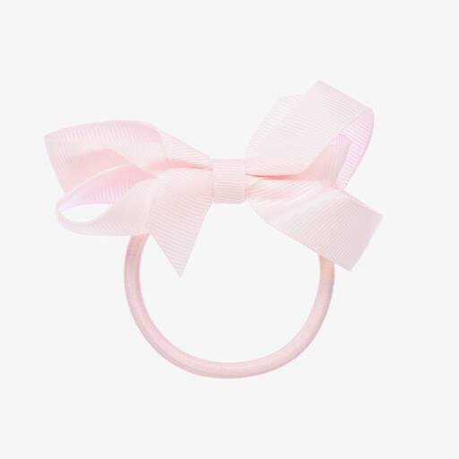 Peach Ribbons-Pink Bow Hair Elastic (7cm) | Childrensalon