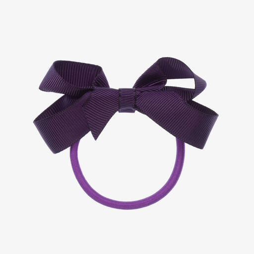Peach Ribbons-Purple Bow Hair Elastic (7cm) | Childrensalon