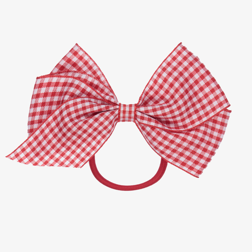 Peach Ribbons-ربطة مطاطية للشعر مزينة بفيونكة لون أحمر للبنات (12 سم) | Childrensalon