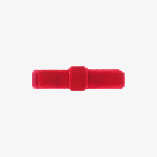 Peach Ribbons-Красная бархатная заколка-бантик (4,5 см) | Childrensalon