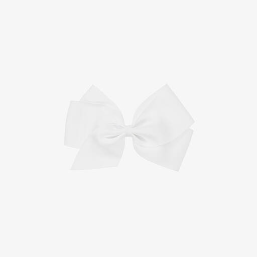 Peach Ribbons-Barrette à nœud blanc (12 cm) | Childrensalon