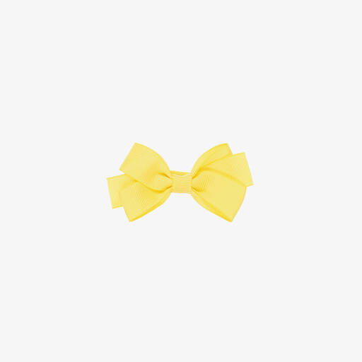 Peach Ribbons-Yellow Bow Hair Clip (7cm) | Childrensalon