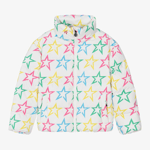 Perfect Moment-Girls White Star Print Puffer Jacket | Childrensalon