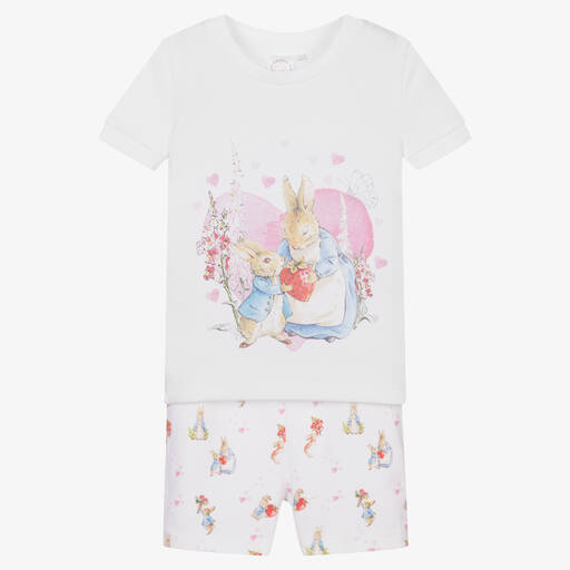 Peter Rabbit™ by Childrensalon-Белая короткая пижама из хлопка для девочек | Childrensalon