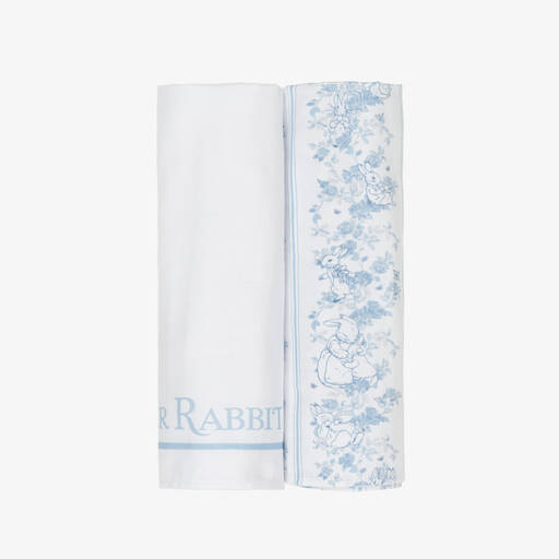 Peter Rabbit™ by Childrensalon-White & Blue Cotton Muslins (2 Pack)   | Childrensalon