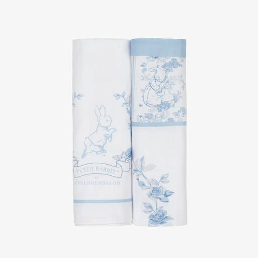 Peter Rabbit™ by Childrensalon-White & Blue Cotton Muslins (2 Pack)   | Childrensalon