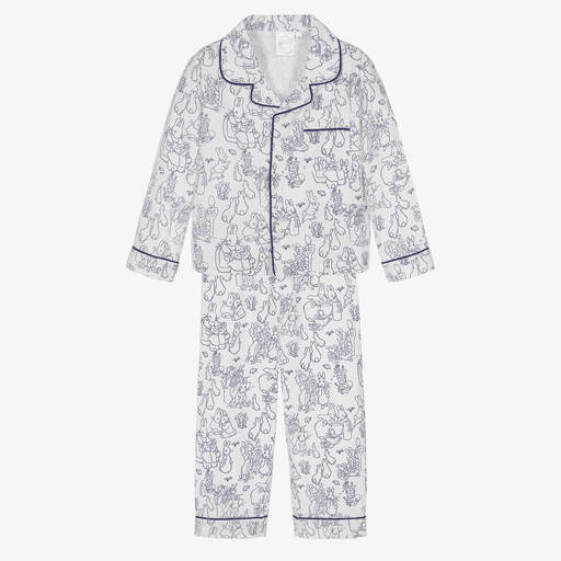 Peter Rabbit™ by Childrensalon-White & Blue Cotton Pyjamas | Childrensalon