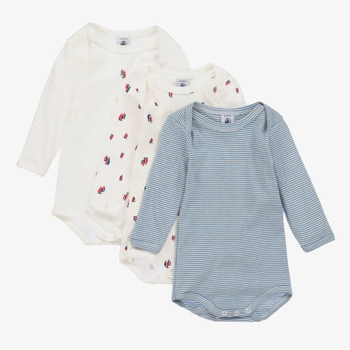 Petit Bateau-Baby Boys Organic Cotton Bodyvests (3 Pack) | Childrensalon