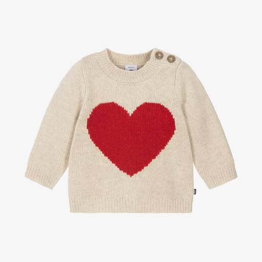 Petit Bateau-Baby Girls Beige Wool Knit Sweater | Childrensalon