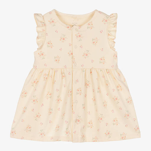 Petit Bateau-Baby Girls Ivory Cotton Floral Dress | Childrensalon
