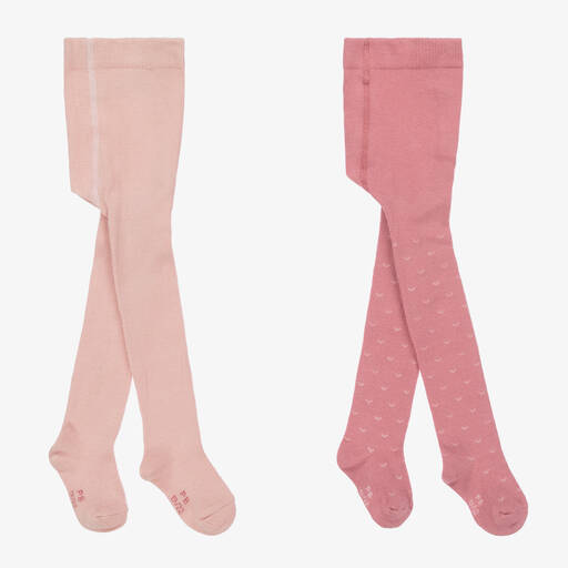 Petit Bateau-Baby Girls Pink Cotton Tights (2 Pack) | Childrensalon