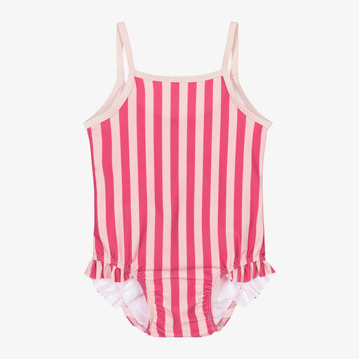 Petit Bateau-Baby Girls Pink Striped Swimsuit | Childrensalon
