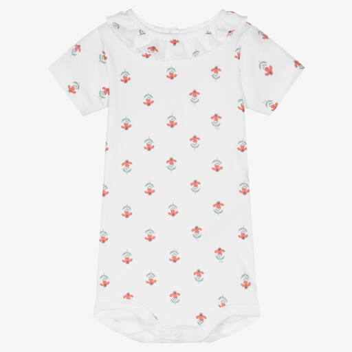 Petit Bateau-Body blanc en coton bébé fille | Childrensalon