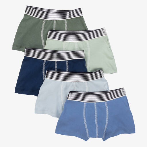 Petit Bateau-Boys Blue Cotton Boxer Shorts (5 Pack) | Childrensalon