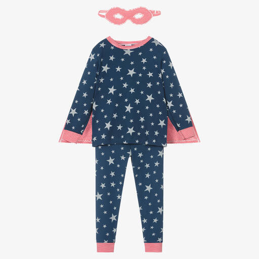 Petit Bateau-Boys Blue Superhero Cotton Pyjamas | Childrensalon