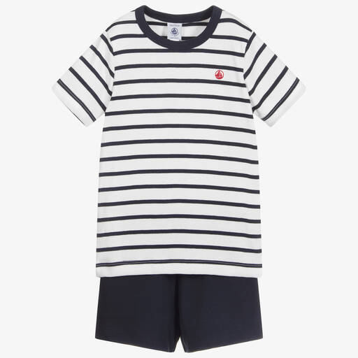 Petit Bateau-Kurzer blauer Baumwoll-Pyjama | Childrensalon