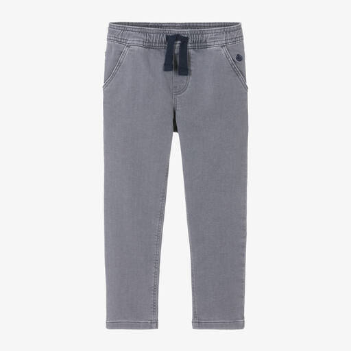 Petit Bateau-Boys Grey Jersey Denim Trousers | Childrensalon