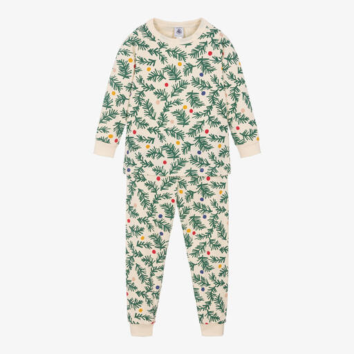 Petit Bateau-Girls Ivory Festive Print Cotton Pyjamas | Childrensalon