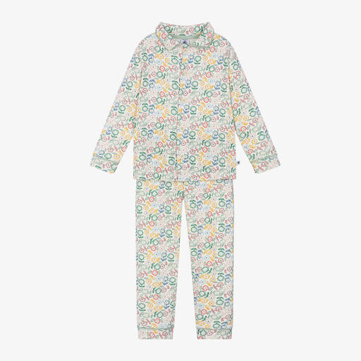 Petit Bateau-Girls Ivory Floral Organic Cotton Pyjamas | Childrensalon