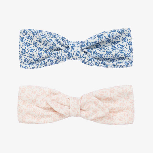 Petit Bateau-Girls Pink & Blue Floral Headbands (2 Pack) | Childrensalon
