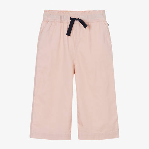 Petit Bateau-Girls Pink Cotton & Linen Twill Trousers | Childrensalon