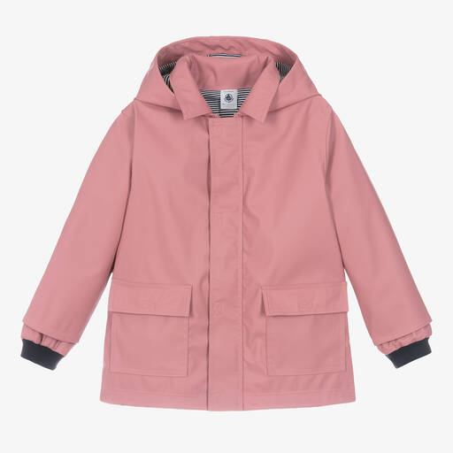 Petit Bateau-Girls Pink Hooded Raincoat | Childrensalon