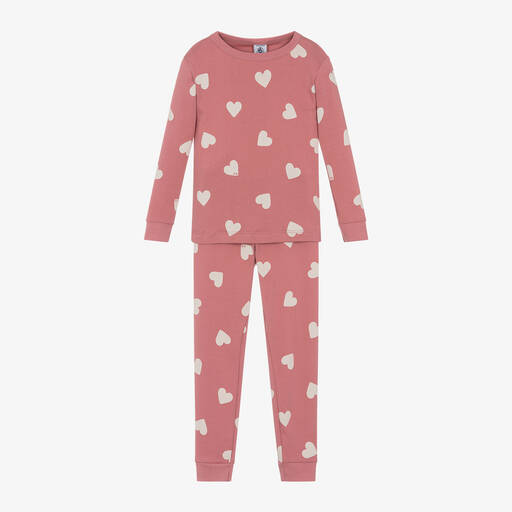Petit Bateau-Girls Pink Organic Cotton Pyjamas | Childrensalon