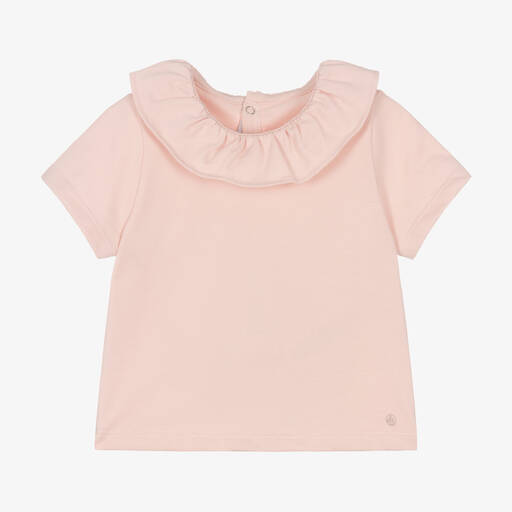 Petit Bateau-Girls Pink Organic Cotton T-Shirt | Childrensalon