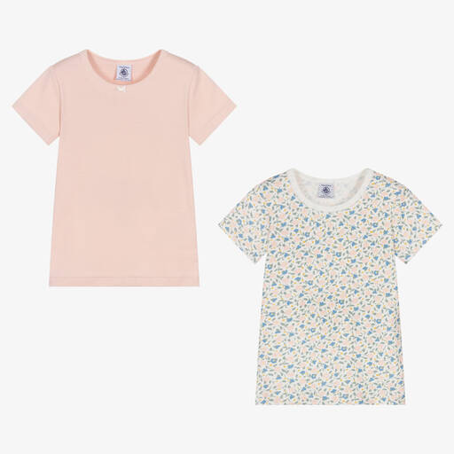 Petit Bateau-Girls Pink Vest T-Shirts (2 Pack) | Childrensalon