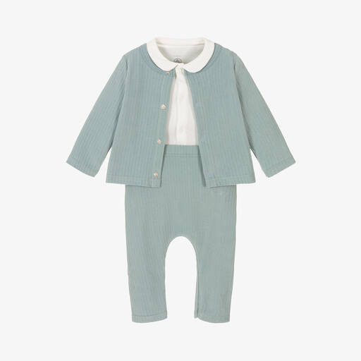 Petit Bateau-Green Organic Cotton Trouser Set | Childrensalon