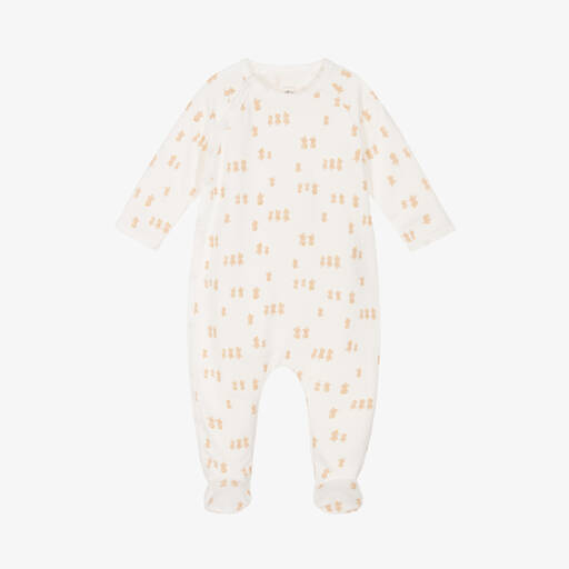 Petit Bateau-Ivory Organic Cotton Babygrow | Childrensalon