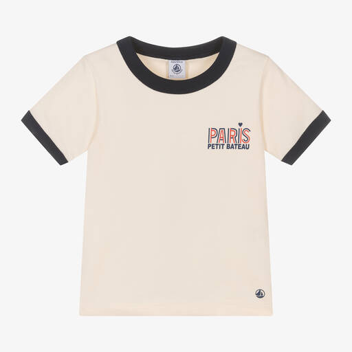 Petit Bateau-Ivory Organic Cotton Paris T-Shirt | Childrensalon