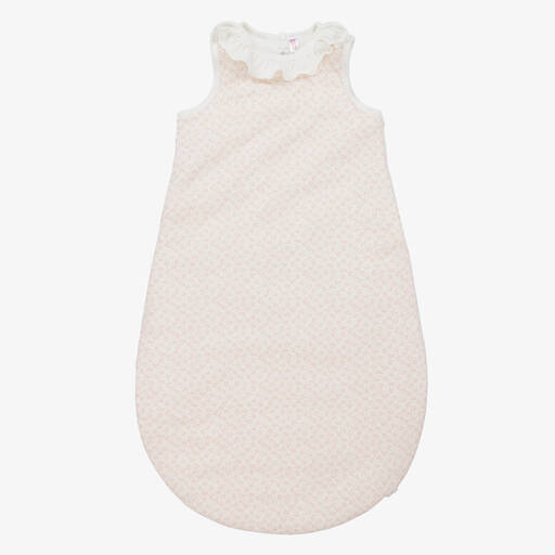Petit Bateau-Ivory & Pink Cotton Sleeping Bag  | Childrensalon