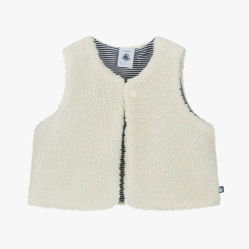 Petit Bateau-Ivory Sherpa Fleece Gilet | Childrensalon