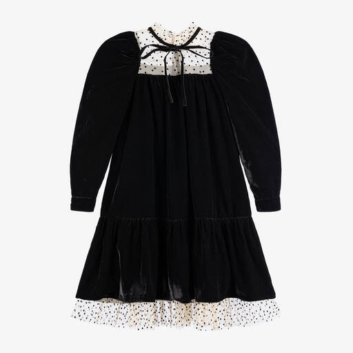 Petite Amalie-Girls Black Velvet & Tulle Dress | Childrensalon