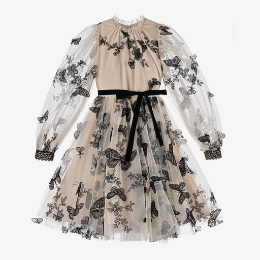 Petite Amalie-Girls Ivory Butterfly Tulle Dress | Childrensalon