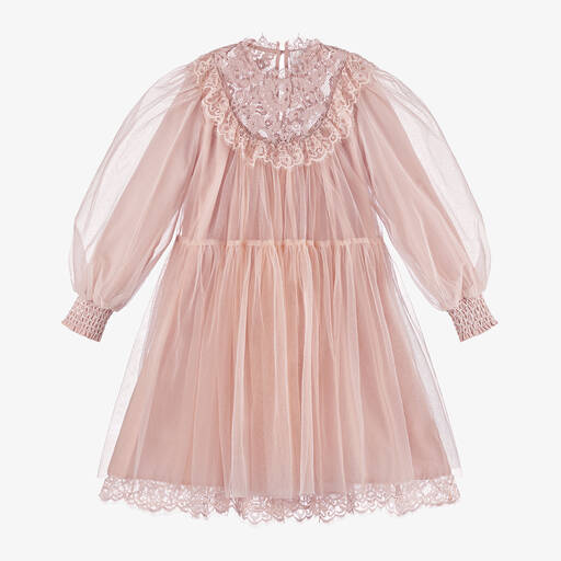 Petite Amalie-Girls Pink Tulle & Lace Dress | Childrensalon