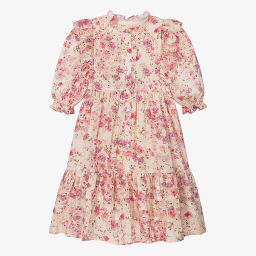 Petite Amalie-Teen Girls Pale Pink Floral Cotton Dress | Childrensalon