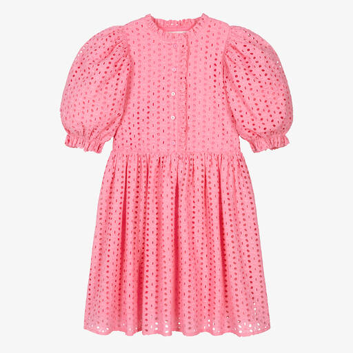 Petite Amalie-Teen Girls Pink Broderie Anglaise Dress | Childrensalon