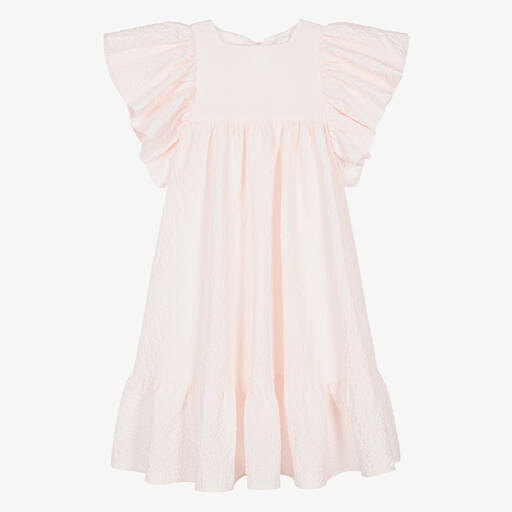 Petite Amalie-Teen Girls Pink Flutter Sleeve Dress | Childrensalon