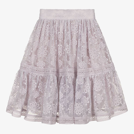 Petite Amalie-Teen Girls Purple Embroidered Organza Skirt | Childrensalon